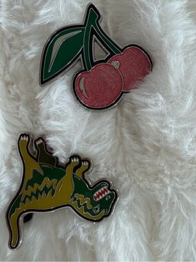 Coach Enamel Pin Set - Pink Cherries & rexy